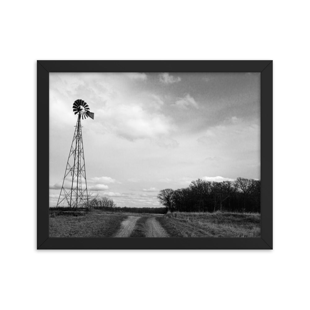 Windmill on Gravel Road | Framed print