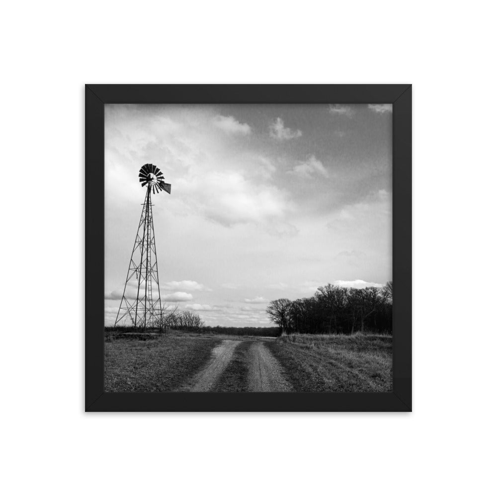 Windmill on Gravel Road | Framed print