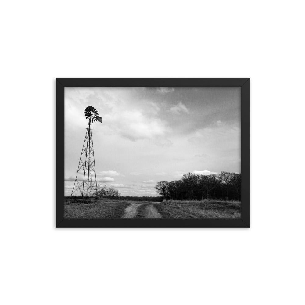 Windmill on Gravel Road | Framed print