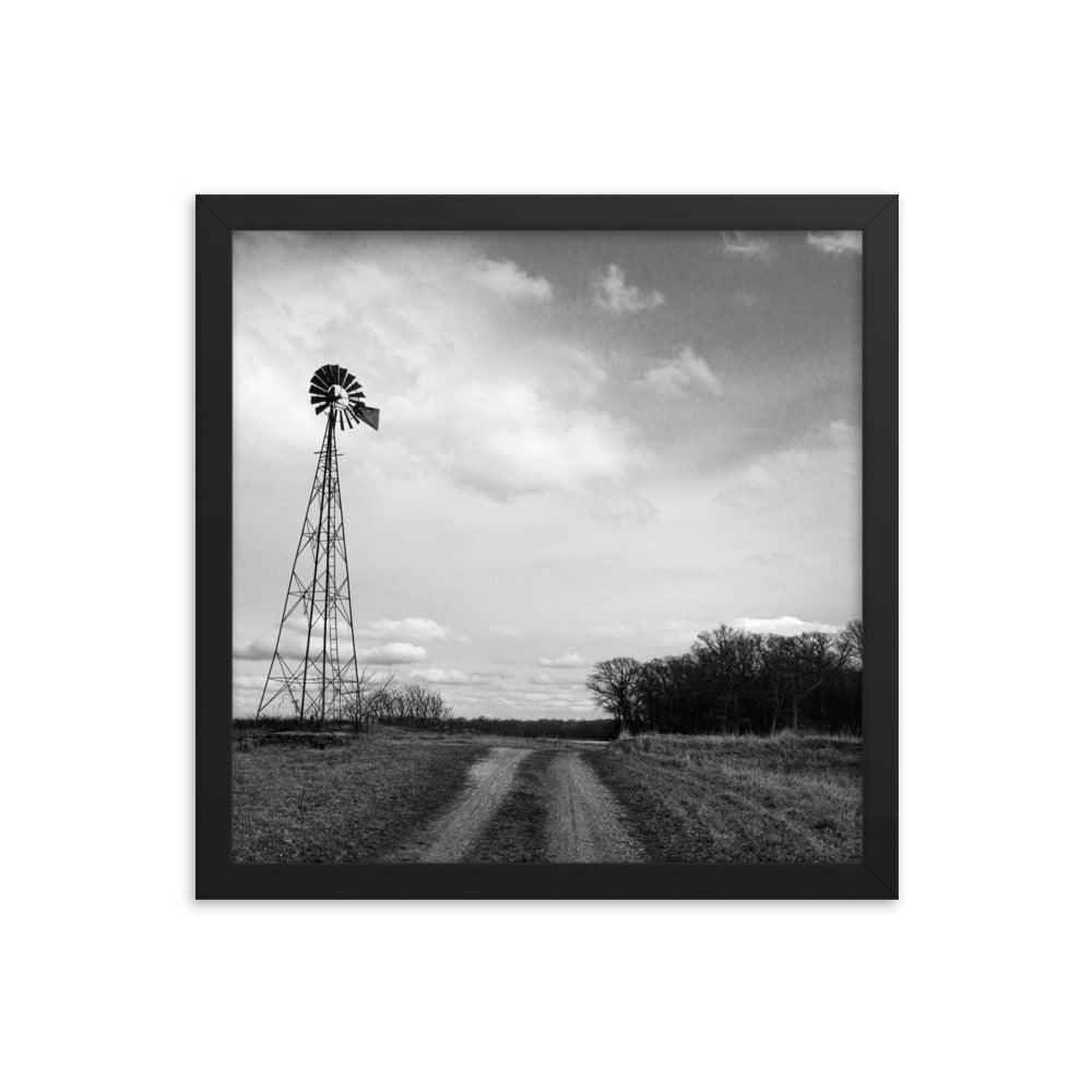 Windmill on Gravel Road | Framed print