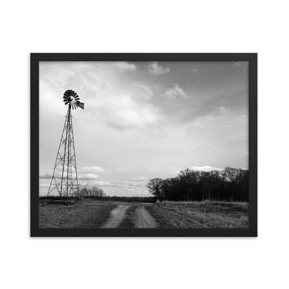 Windmill on Gravel Road | Framed print