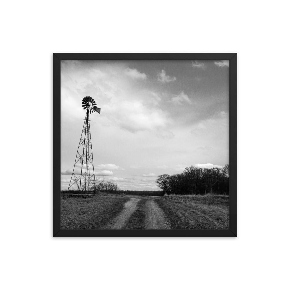 Windmill on Gravel Road | Framed print