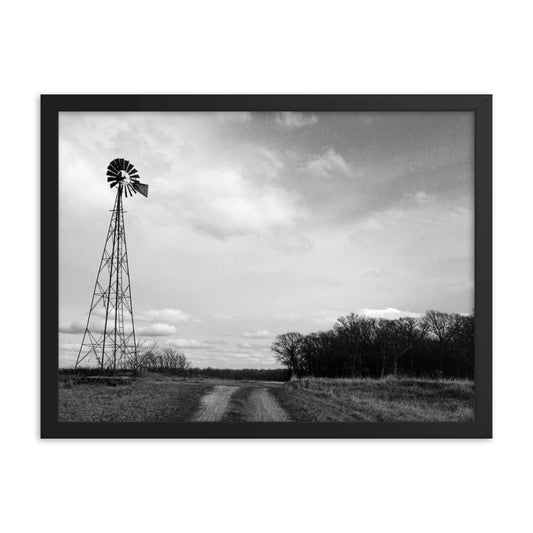 Windmill on Gravel Road | Framed print