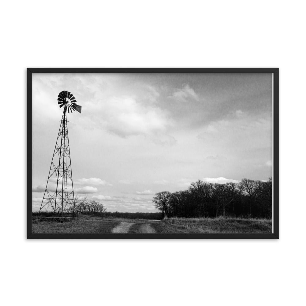 Windmill on Gravel Road | Framed print