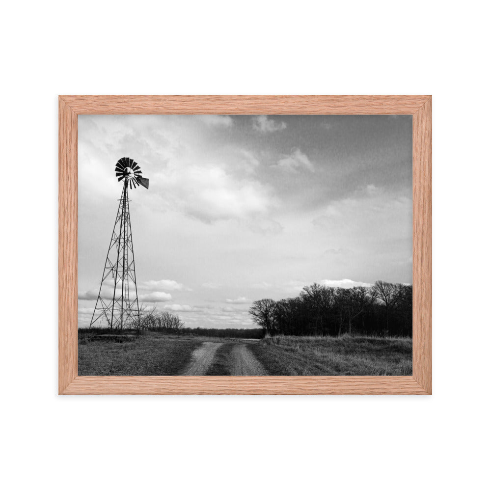 Windmill on Gravel Road | Framed print