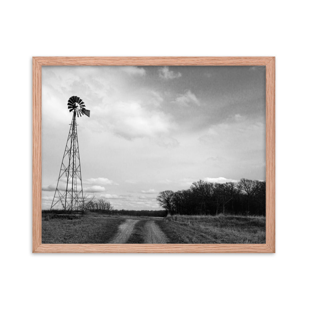 Windmill on Gravel Road | Framed print