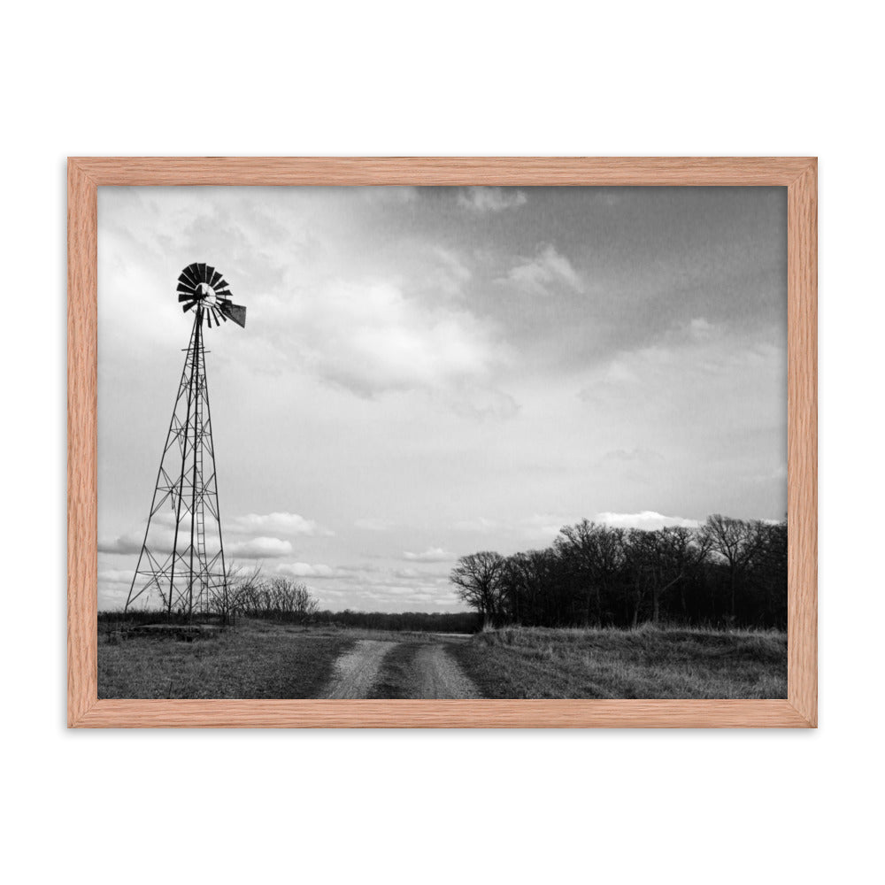 Windmill on Gravel Road | Framed print