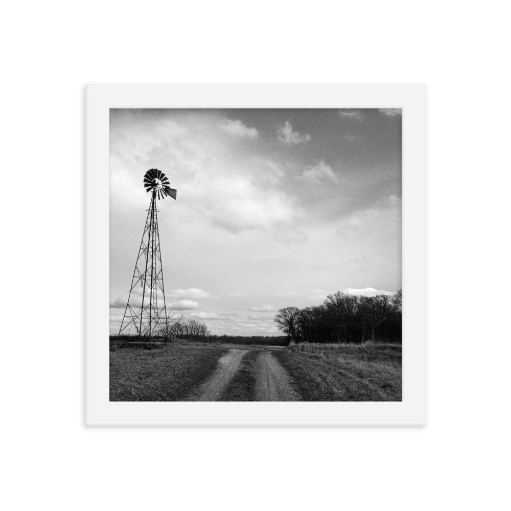 Windmill on Gravel Road | Framed print