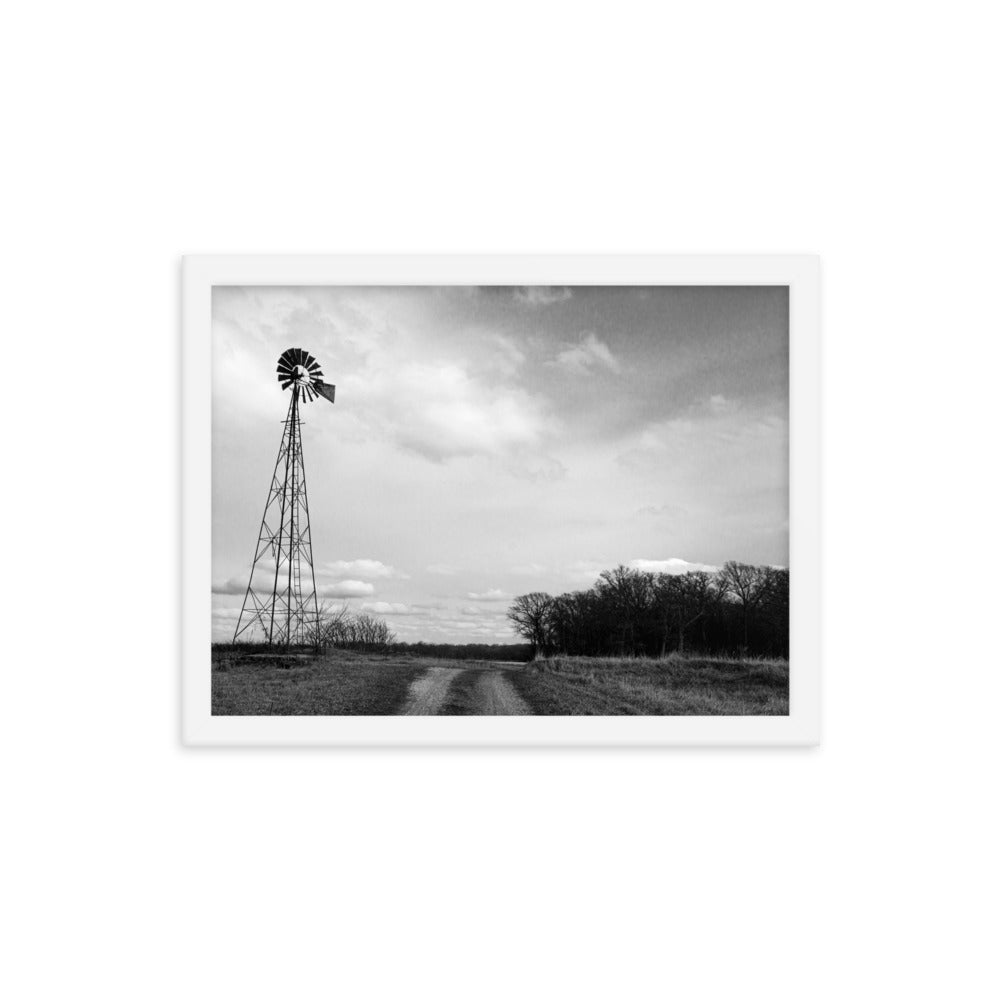 Windmill on Gravel Road | Framed print