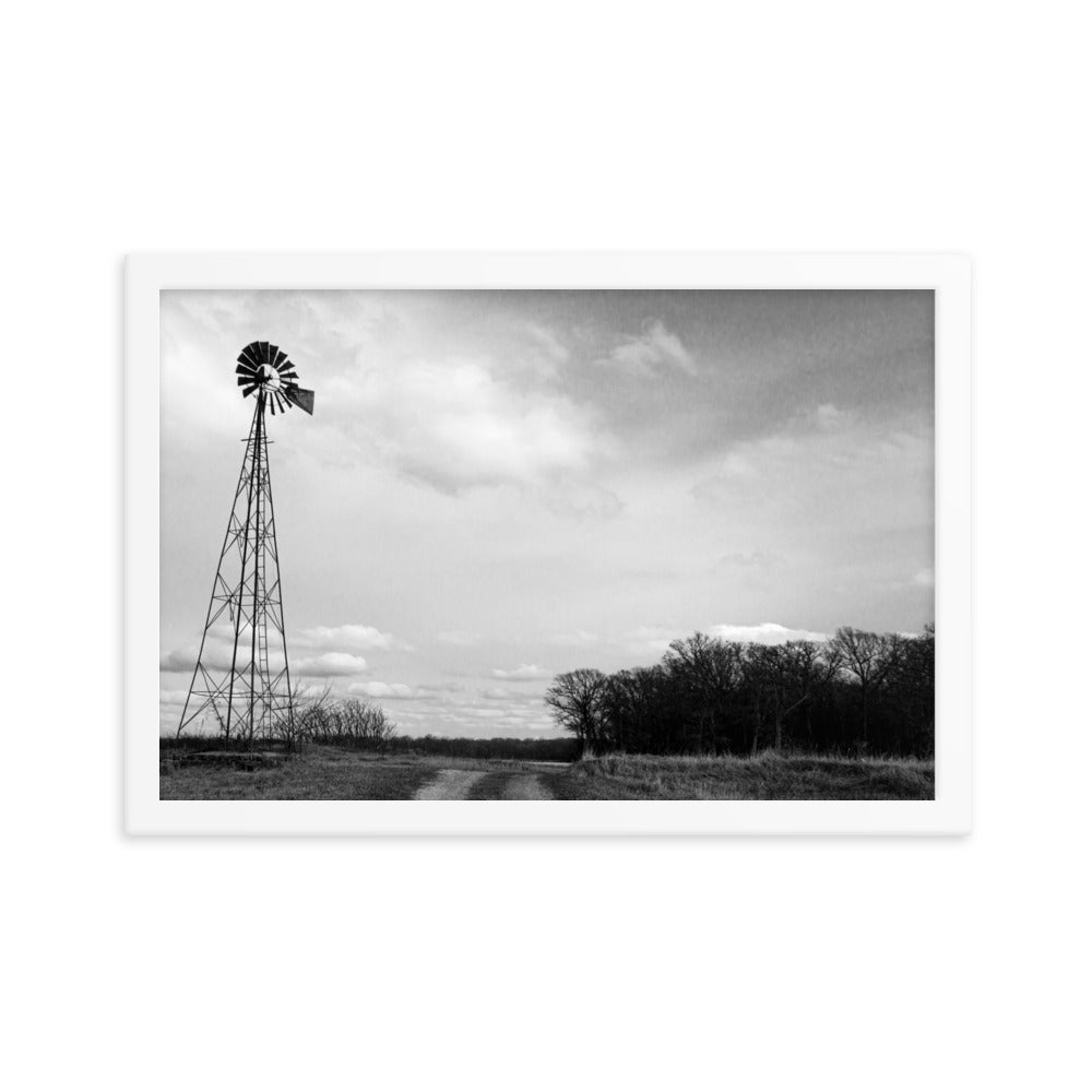 Windmill on Gravel Road | Framed print