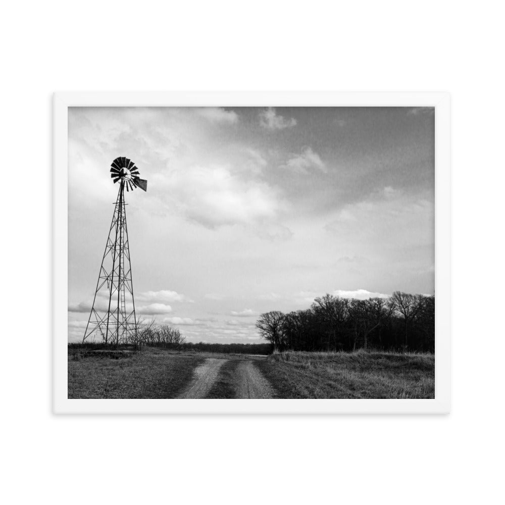 Windmill on Gravel Road | Framed print