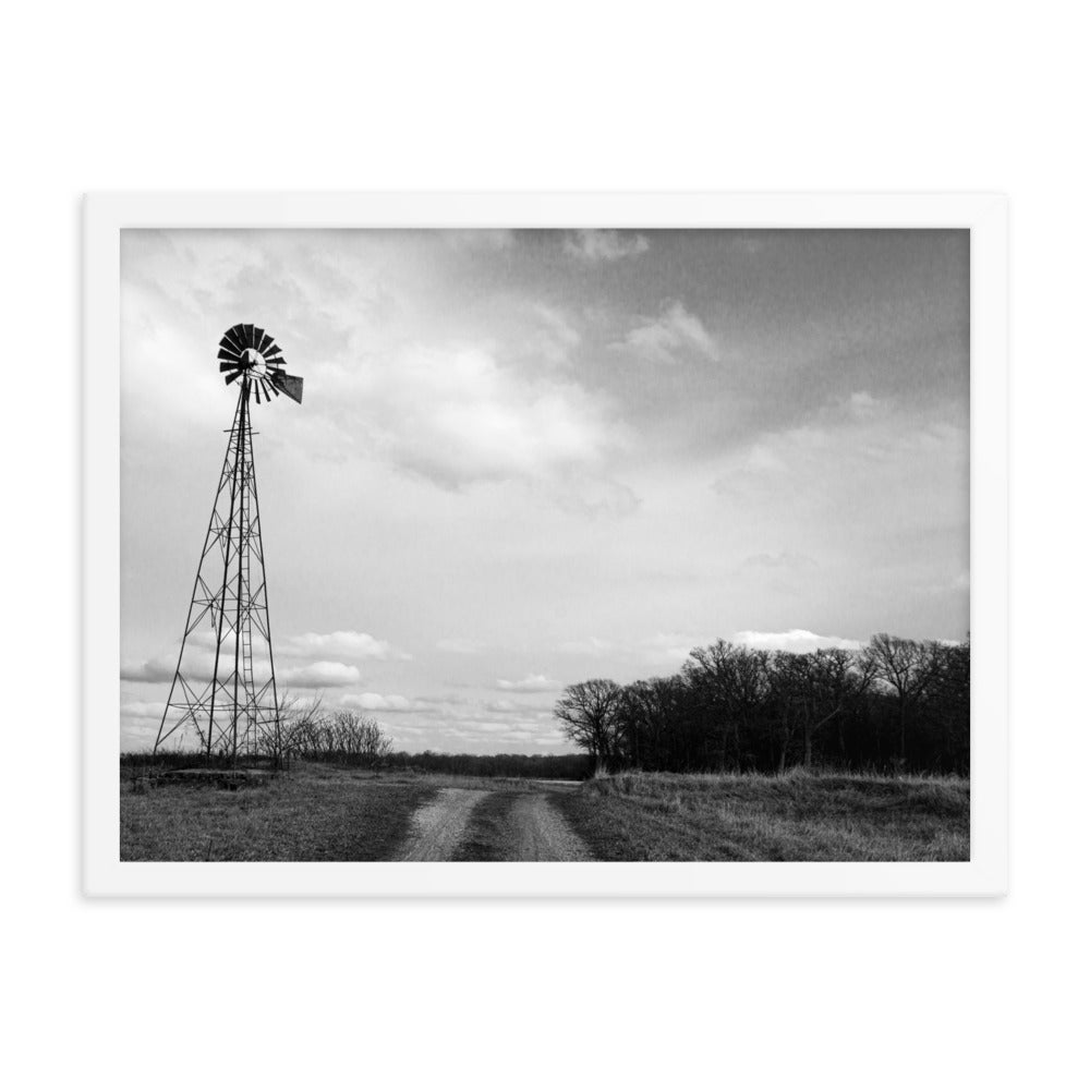 Windmill on Gravel Road | Framed print