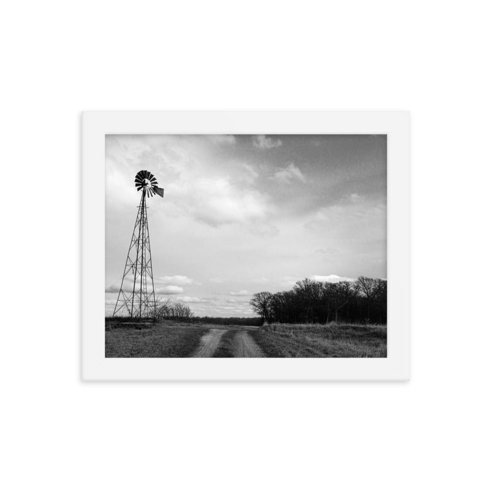 Windmill on Gravel Road | Framed print